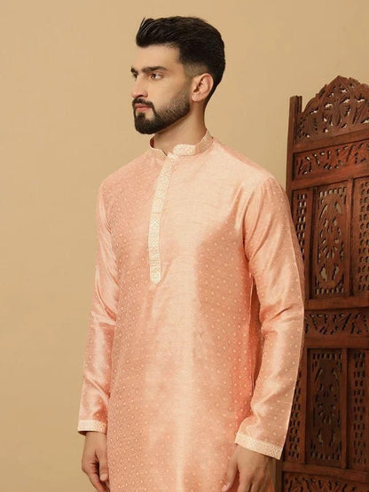 Men's Jacquard Solid Kurta Pyajama Set