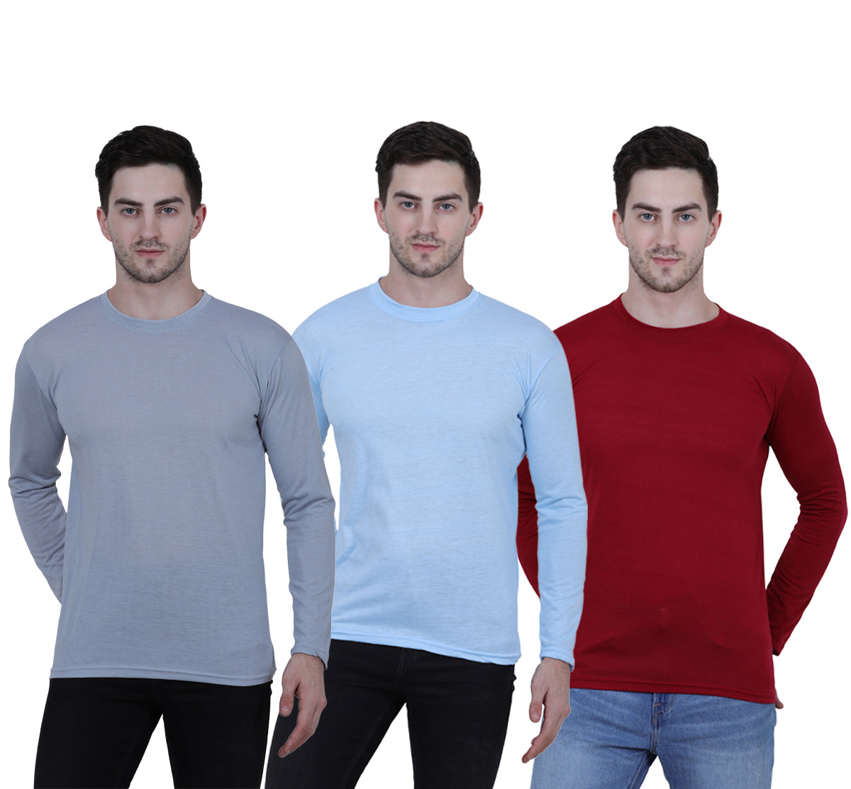 Men's  Full Sleeves Stylish Tshirt (Pack of 3)