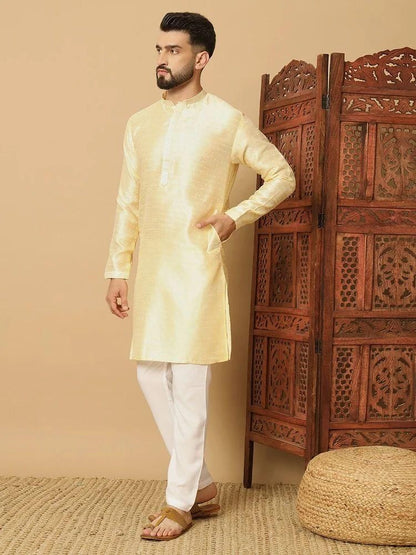 Men's Jacquard Solid Kurta Pyajama Set